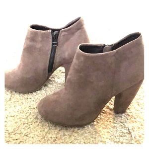 Candie’s tan faux suede booties
